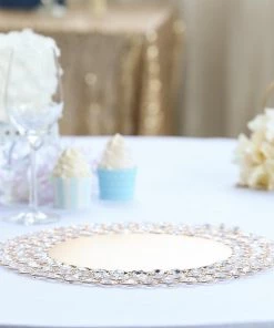 HIER_4700 14" Gold Wired Metal Acrylic Crystal Beaded Charger Plate 37 HIER_4700 14