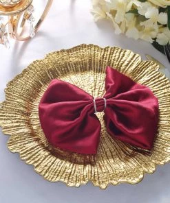 HIER_4700 Disposable Dinnerware 6 Pack | 13" Gold Round Reef Acrylic Plastic Charger Plates, Dinner Charger Plates