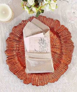 HIER_4710 Disposable Dinnerware 6 Pack | 13" Orange Round Reef Acrylic Plastic Charger Plates, Dinner Charger Plates