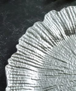 HIER_4700 Disposable Dinnerware 6 Pack | 13" Silver Round Reef Acrylic Plastic Charger Plates, Dinner Charger Plates 18 HIER_4700 Disposable Dinnerware 6 Pack | 13