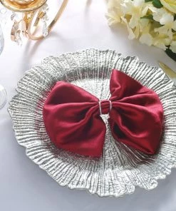 HIER_4700 Disposable Dinnerware 6 Pack | 13" Silver Round Reef Acrylic Plastic Charger Plates, Dinner Charger Plates