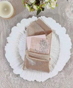 HIER_4710 Disposable Dinnerware 6 Pack | 13" White Round Reef Acrylic Plastic Charger Plates, Dinner Charger Plates