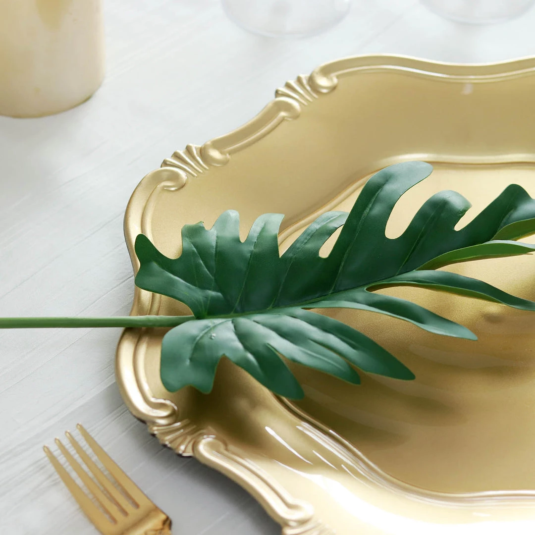 HIER_4710 6 Pack | 13" Gold Baroque Scalloped Acrylic Plastic Charger Plates, Hexagon Charger Plates Disposable Dinnerware 9 HIER_4710 6 Pack | 13" Gold Baroque Scalloped Acrylic Plastic Charger Plates, Hexagon Charger Plates Disposable Dinnerware