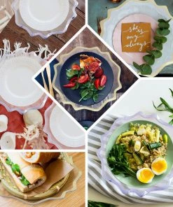 HIER_4710 6 Pack | 13" Silver Scalloped Edge Clear Acrylic Plastic Charger Plates, Round Dinner Charger Plates 18 HIER_4710 6 Pack | 13