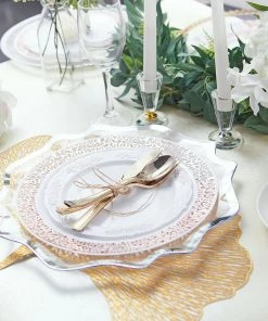 HIER_4710 6 Pack | 13" Silver Scalloped Edge Clear Acrylic Plastic Charger Plates, Round Dinner Charger Plates 23 HIER_4710 6 Pack | 13