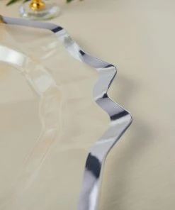HIER_4710 6 Pack | 13" Silver Scalloped Edge Clear Acrylic Plastic Charger Plates, Round Dinner Charger Plates 26 HIER_4710 6 Pack | 13