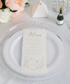 HIER_4710 6 Pack | 12" Clear Acrylic Plastic Beaded Rim Round Charger Plates Disposable Dinnerware