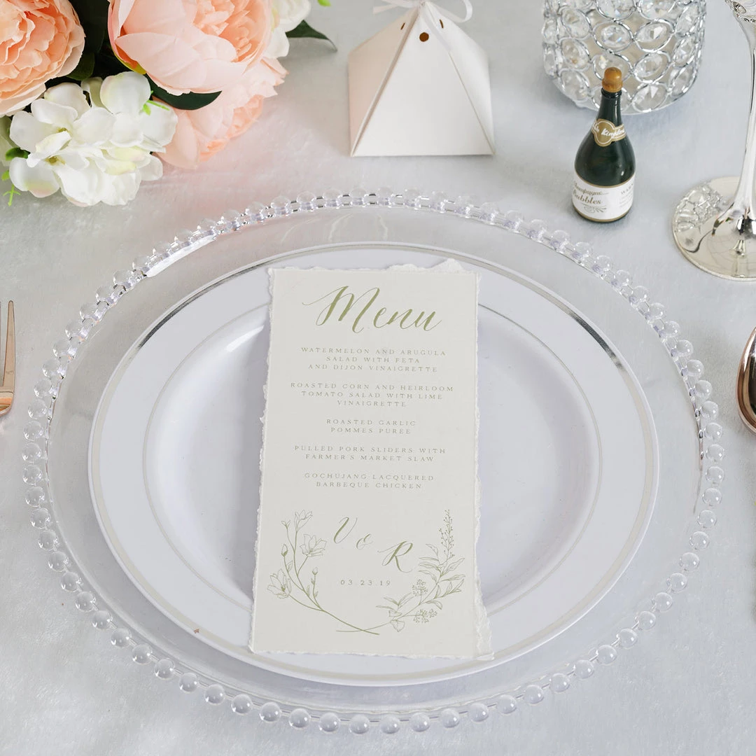 HIER_4710 6 Pack | 12" Clear Acrylic Plastic Beaded Rim Round Charger Plates Disposable Dinnerware 2 HIER_4710 6 Pack | 12" Clear Acrylic Plastic Beaded Rim Round Charger Plates Disposable Dinnerware