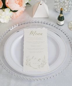 HIER_4710 Disposable Dinnerware 6 Pack | 12" Clear Acrylic Plastic Round Charger Plates With Silver Beaded Rim