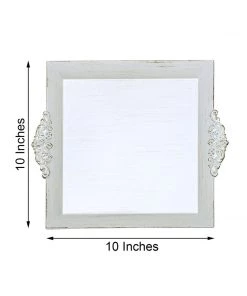 HIER_4730 Disposable Dinnerware 2 Pack | 10" Antique White Wash Square Decorative Acrylic Serving Trays With Embossed Rims 19 HIER_4730 Disposable Dinnerware 2 Pack | 10