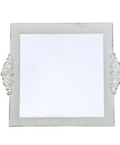 HIER_4730 Disposable Dinnerware 2 Pack | 10" Antique White Wash Square Decorative Acrylic Serving Trays With Embossed Rims 32 HIER_4730 Disposable Dinnerware 2 Pack | 10