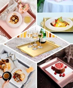 HIER_4730 Disposable Dinnerware 2 Pack | 10" Antique White Wash Square Decorative Acrylic Serving Trays With Embossed Rims 21 HIER_4730 Disposable Dinnerware 2 Pack | 10