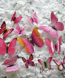 HIER_5150 12 Pack | 3D Butterfly Wall Decals, DIY Stickers Decor - Pink Collection Chargers & Centerpieces