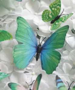 HIER_5150 12 Pack | 3D Butterfly Wall Decals, DIY Stickers Decor - Green Collection Chargers & Centerpieces