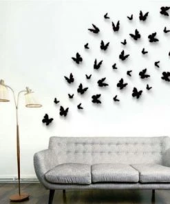 HIER_5150 12 Pack | 3D Butterfly Wall Decals, DIY Stickers Decor - Yellow Collection