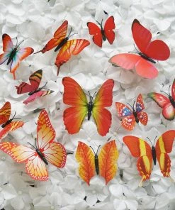 HIER_5150 12 Pack | 3D Butterfly Wall Decals, DIY Stickers Decor - Red Collection - Clearance SALE Chargers & Centerpieces