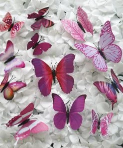 HIER_5150 Chargers & Centerpieces 12 Pack | 3D Butterfly Wall Decals, DIY Stickers Decor - Purple Collection