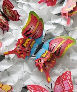 HIER_5150 12 Pack | Double Wing 3D Butterfly Wall Decals, DIY Stickers Decor - Fuchsia Collection - Clearance SALE Chargers & Centerpieces