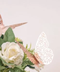 HIER_5150 12 Pack | 3D Rose Gold Butterfly Wall Decals DIY Removable Mural Stickers Cake Decorations