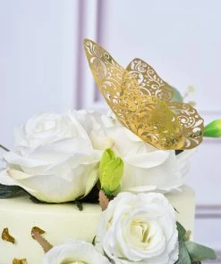 HIER_5150 12 Pack | 3D Gold Butterfly Wall Decals, DIY Mural Stickers, Metallic Butterfly Cake Decorations Chargers & Centerpieces