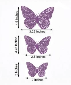HIER_5150 12 Pack | 3D Purple Butterfly Wall Decals DIY Removable Mural Stickers Cake Decorations Chargers & Centerpieces