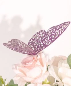 HIER_5150 12 Pack | 3D Purple Butterfly Wall Decals DIY Removable Mural Stickers Cake Decorations Chargers & Centerpieces
