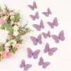 HIER_5150 12 Pack | 3D Purple Butterfly Wall Decals DIY Removable Mural Stickers Cake Decorations Chargers & Centerpieces