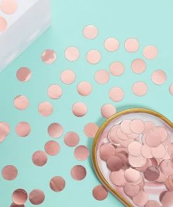 HIER_5110 Chargers & Centerpieces 18G Bag | Rose Gold Round Foil Metallic Table Confetti Dots, Balloon Confetti Decor