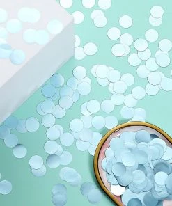 HIER_5110 18G Bag | Dusty Blue Round Foil Metallic Table Confetti Dots, Balloon Confetti Decor