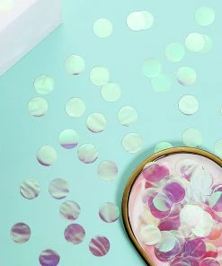 HIER_5110 Chargers & Centerpieces 18G Bag | Iridescent Round Foil Metallic Table Confetti Dots, Balloon Confetti Decor