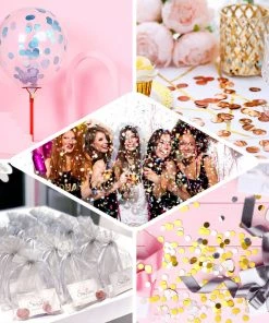 HIER_5110 Chargers & Centerpieces 18G Bag | Silver Round Foil Metallic Table Confetti Dots, Balloon Confetti Decor