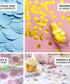 HIER_5110 Chargers & Centerpieces 18G Bag | Silver Round Foil Metallic Table Confetti Dots, Balloon Confetti Decor