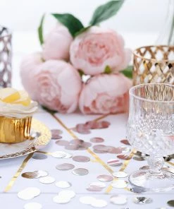 HIER_5110 Chargers & Centerpieces 18G Bag | Silver Round Foil Metallic Table Confetti Dots, Balloon Confetti Decor