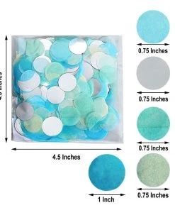 HIER_5110 18G Bag | Blue Theme Tissue Paper & Foil Table Confetti Mix, Balloon Confetti Decor - Baby Blue, Blue, Ivory, Mint Green & Silver