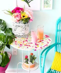 HIER_5110 300 Pcs Silver Metallic Foil Just Married Table Confetti Sprinkles