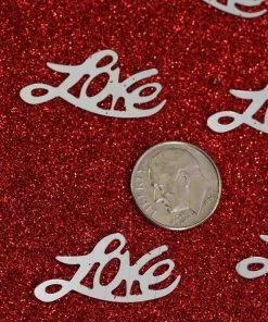 HIER_5110 300 Pcs Silver Metallic Foil Love Table Confetti Sprinkles, Party Decor Chargers & Centerpieces