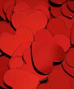 HIER_5110 300 Pcs Red Metallic Foil Heart Table Confetti Party Sprinkles Decor