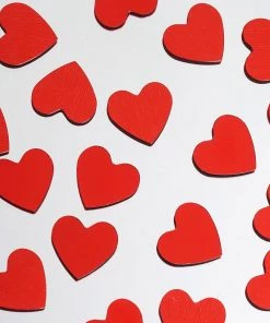 HIER_5110 300 Pcs Red Metallic Foil Heart Table Confetti Party Sprinkles Decor