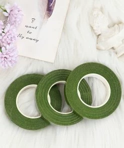 HIER_5170 2 Pack | 90ft 1/2" Green Floral Bouquet Stem Wrap Tape, Craft Adhesive Stem Wrap Chargers & Centerpieces 21 HIER_5170 2 Pack | 90ft 1/2