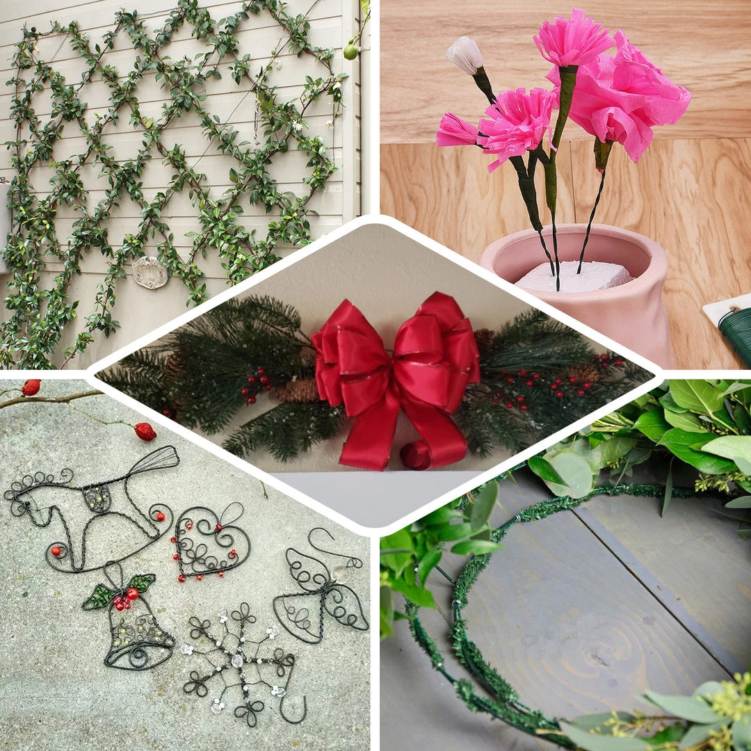 HIER_5170 2 Pack | 20 Gauge Green Floral Wire, DIY Craft Paddle Wire For Flower Arrangements - 38 Yards Chargers & Centerpieces 5 HIER_5170 2 Pack | 20 Gauge Green Floral Wire, DIY Craft Paddle Wire For Flower Arrangements - 38 Yards Chargers & Centerpieces