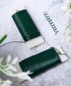 HIER_5170 2 Pack | 20 Gauge Green Floral Wire, DIY Craft Paddle Wire For Flower Arrangements - 38 Yards Chargers & Centerpieces