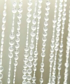 HIER_3300 Chargers & Centerpieces 8ft Crystal Diamond Beaded Curtain With Plastic Rod And Adjustable Hooks