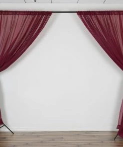 HIER_3160 2 Pack | Burgundy Fire Retardant Sheer Organza Premium Curtain Panel Backdrops With Rod Pockets - 5ftx10ft Big Event Backdrops & Décor 13 HIER_3160 2 Pack | Burgundy Fire Retardant Sheer Organza Premium Curtain Panel Backdrops With Rod Pockets - 5ftx10ft Big Event Backdrops & Décor