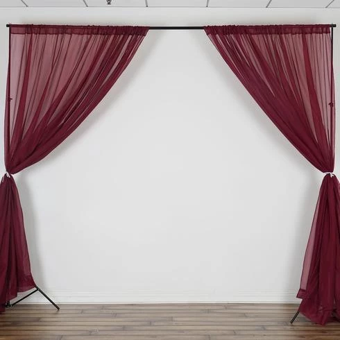 HIER_3160 2 Pack | Burgundy Fire Retardant Sheer Organza Premium Curtain Panel Backdrops With Rod Pockets - 5ftx10ft Big Event Backdrops & Décor 6 HIER_3160 2 Pack | Burgundy Fire Retardant Sheer Organza Premium Curtain Panel Backdrops With Rod Pockets - 5ftx10ft Big Event Backdrops & Décor