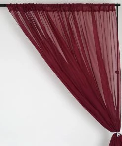 HIER_3160 2 Pack | Burgundy Fire Retardant Sheer Organza Premium Curtain Panel Backdrops With Rod Pockets - 5ftx10ft Big Event Backdrops & Décor 14 HIER_3160 2 Pack | Burgundy Fire Retardant Sheer Organza Premium Curtain Panel Backdrops With Rod Pockets - 5ftx10ft Big Event Backdrops & Décor
