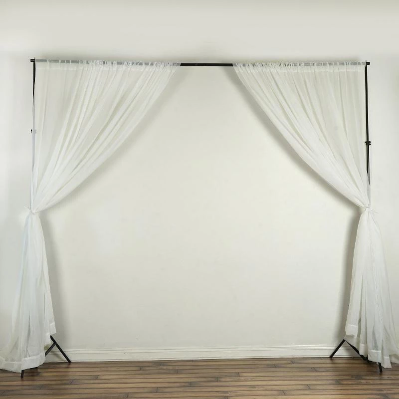 HIER_3160 2 Pack | Ivory Fire Retardant Sheer Organza Premium Curtain Panel Backdrops With Rod Pockets - 5ftx10ft Big Event Backdrops & Décor 6 HIER_3160 2 Pack | Ivory Fire Retardant Sheer Organza Premium Curtain Panel Backdrops With Rod Pockets - 5ftx10ft Big Event Backdrops & Décor