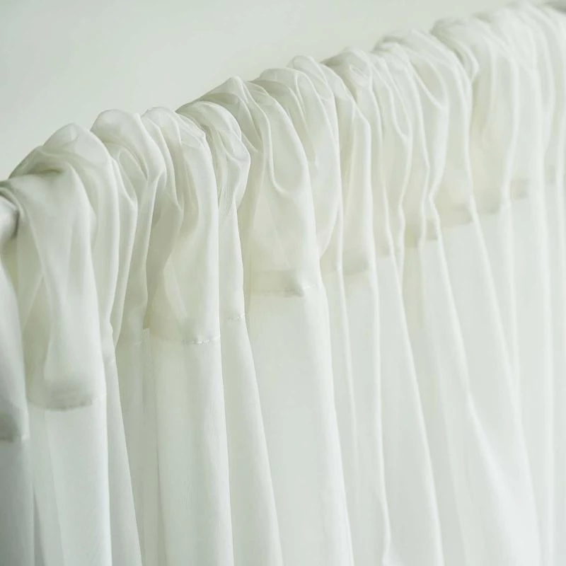 HIER_3160 2 Pack | Ivory Fire Retardant Sheer Organza Premium Curtain Panel Backdrops With Rod Pockets - 5ftx10ft Big Event Backdrops & Décor 7 HIER_3160 2 Pack | Ivory Fire Retardant Sheer Organza Premium Curtain Panel Backdrops With Rod Pockets - 5ftx10ft Big Event Backdrops & Décor