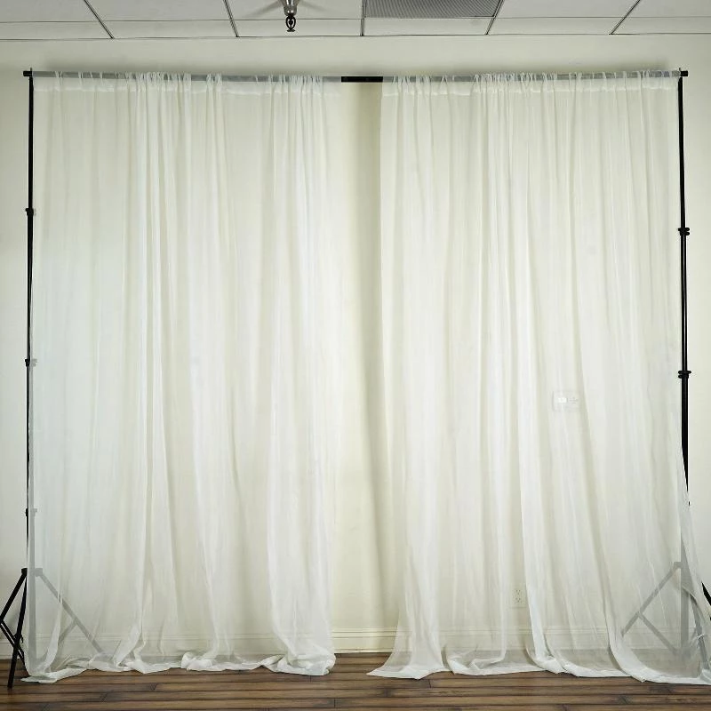 HIER_3160 2 Pack | Ivory Fire Retardant Sheer Organza Premium Curtain Panel Backdrops With Rod Pockets - 5ftx10ft Big Event Backdrops & Décor 9 HIER_3160 2 Pack | Ivory Fire Retardant Sheer Organza Premium Curtain Panel Backdrops With Rod Pockets - 5ftx10ft Big Event Backdrops & Décor