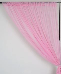 HIER_3160 2 Pack | Pink Fire Retardant Sheer Organza Premium Curtain Panel Backdrops With Rod Pockets - 5ftx10ft Big Event Backdrops & Décor