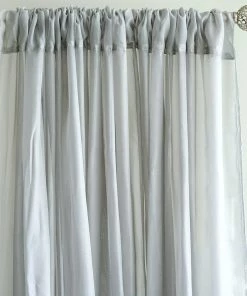 HIER_3160 2 Pack | Silver Fire Retardant Sheer Organza Premium Curtain Panel Backdrops With Rod Pockets - 5ftx10ft